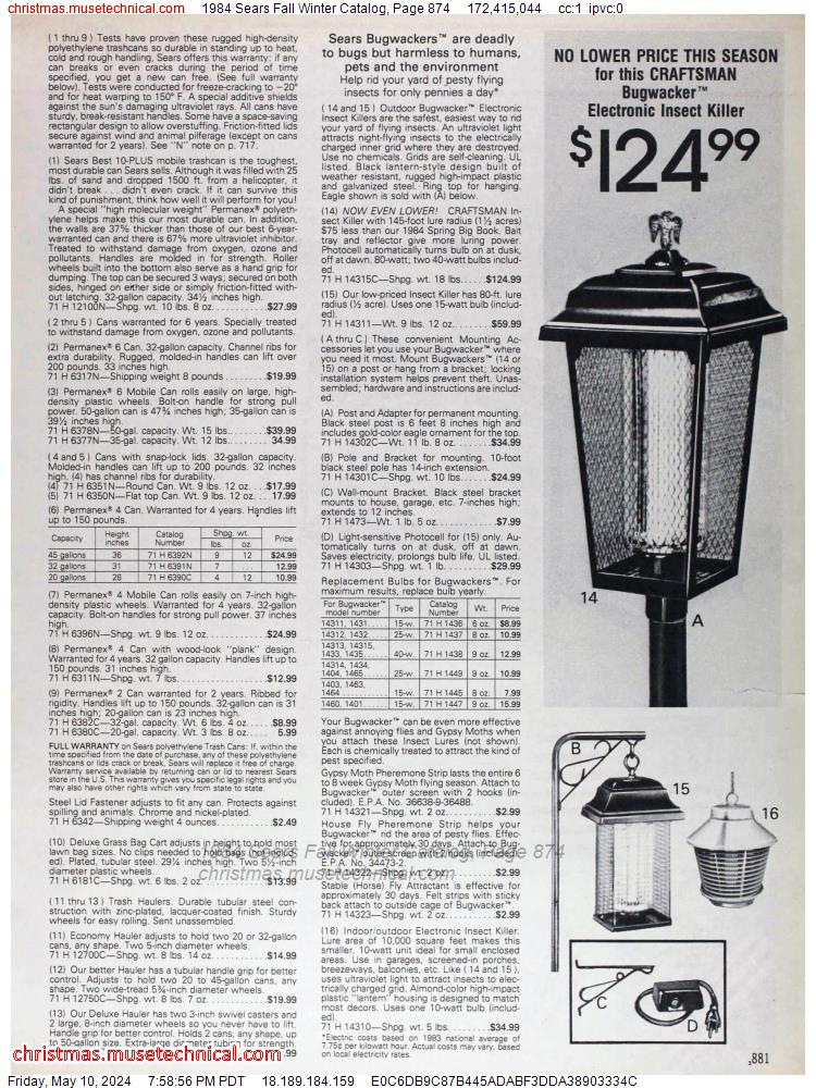 1984 Sears Fall Winter Catalog, Page 874
