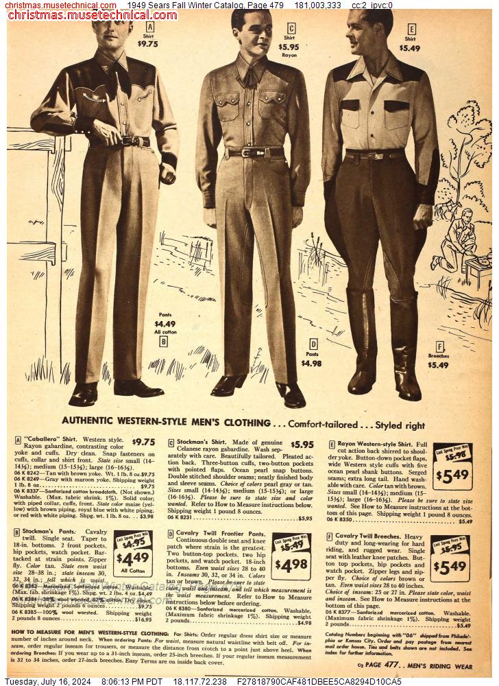 1949 Sears Fall Winter Catalog, Page 479
