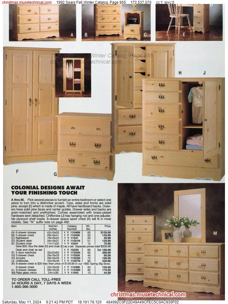 1992 Sears Fall Winter Catalog, Page 955