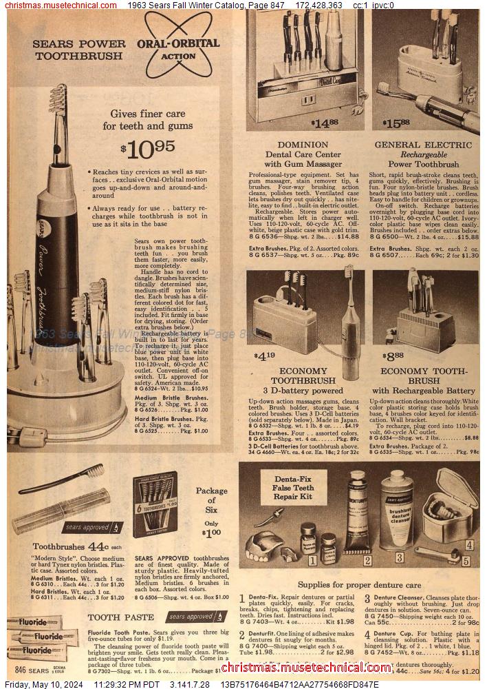 1963 Sears Fall Winter Catalog, Page 847