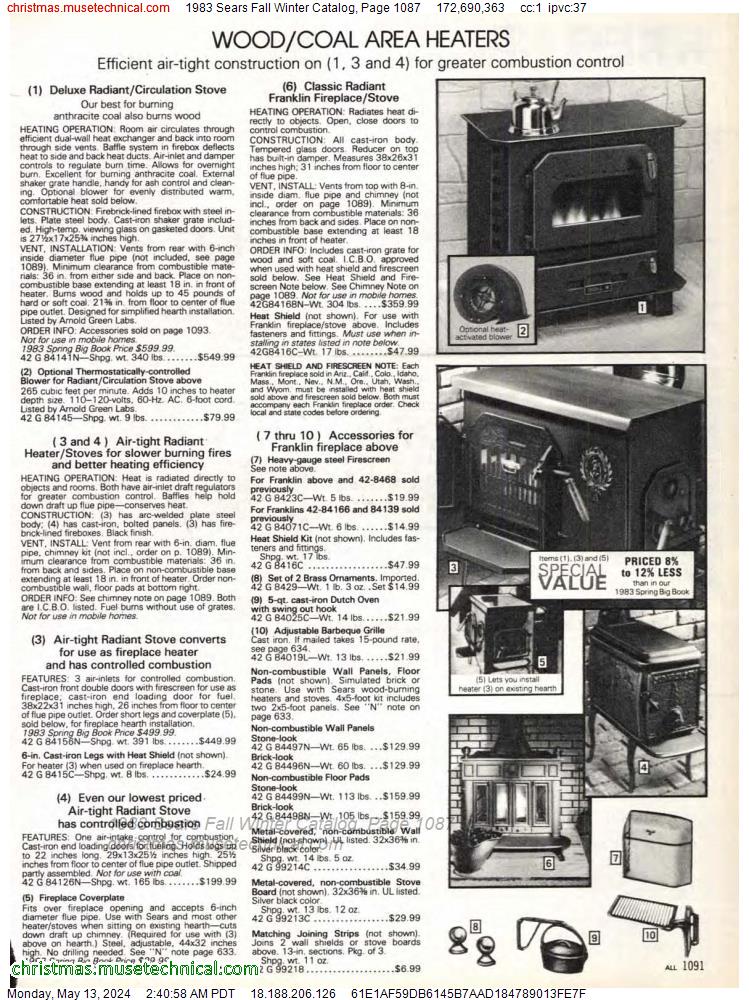 1983 Sears Fall Winter Catalog, Page 1087