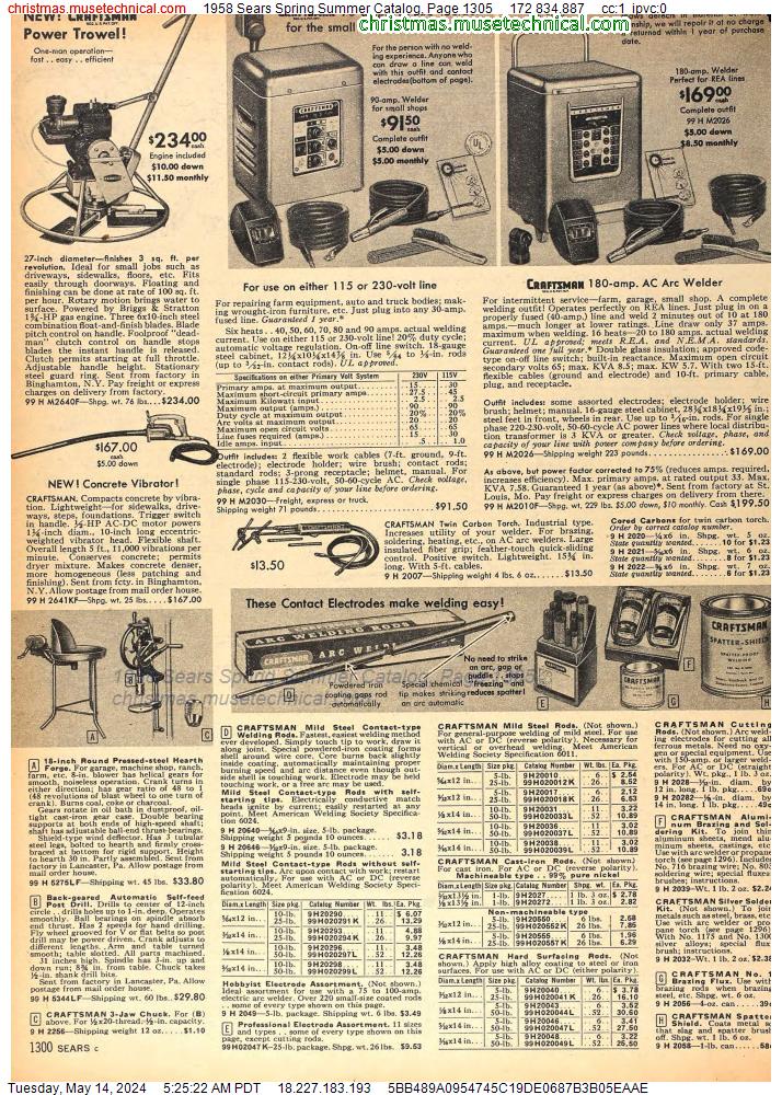 1958 Sears Spring Summer Catalog, Page 1305