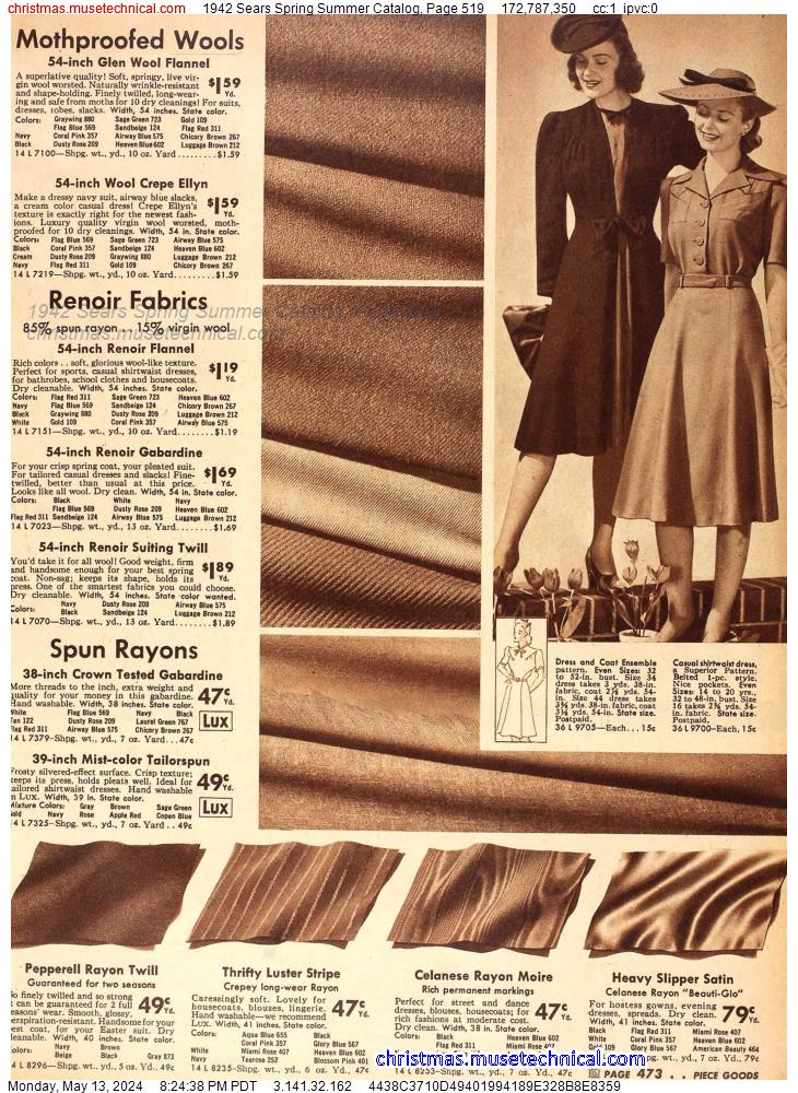 1942 Sears Spring Summer Catalog, Page 519