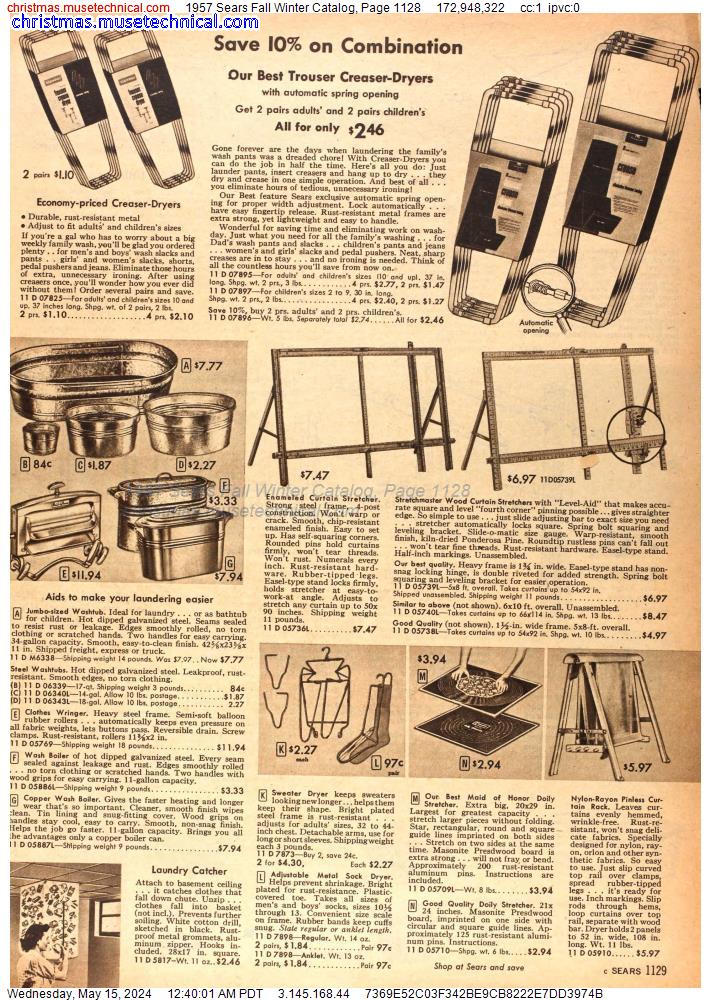 1957 Sears Fall Winter Catalog, Page 1128