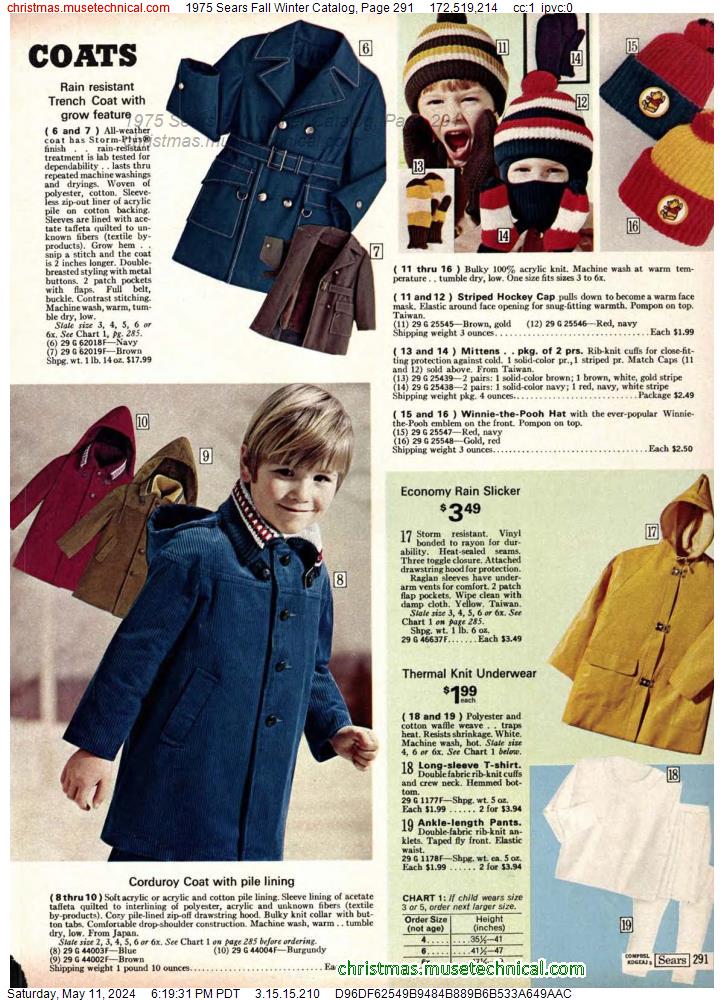 1975 Sears Fall Winter Catalog, Page 291