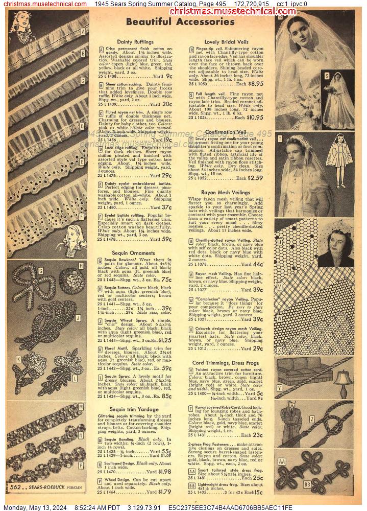 1945 Sears Spring Summer Catalog, Page 495