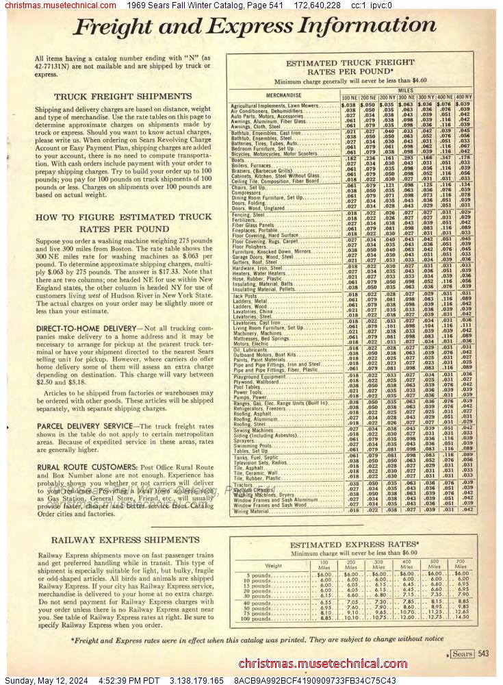 1969 Sears Fall Winter Catalog, Page 541