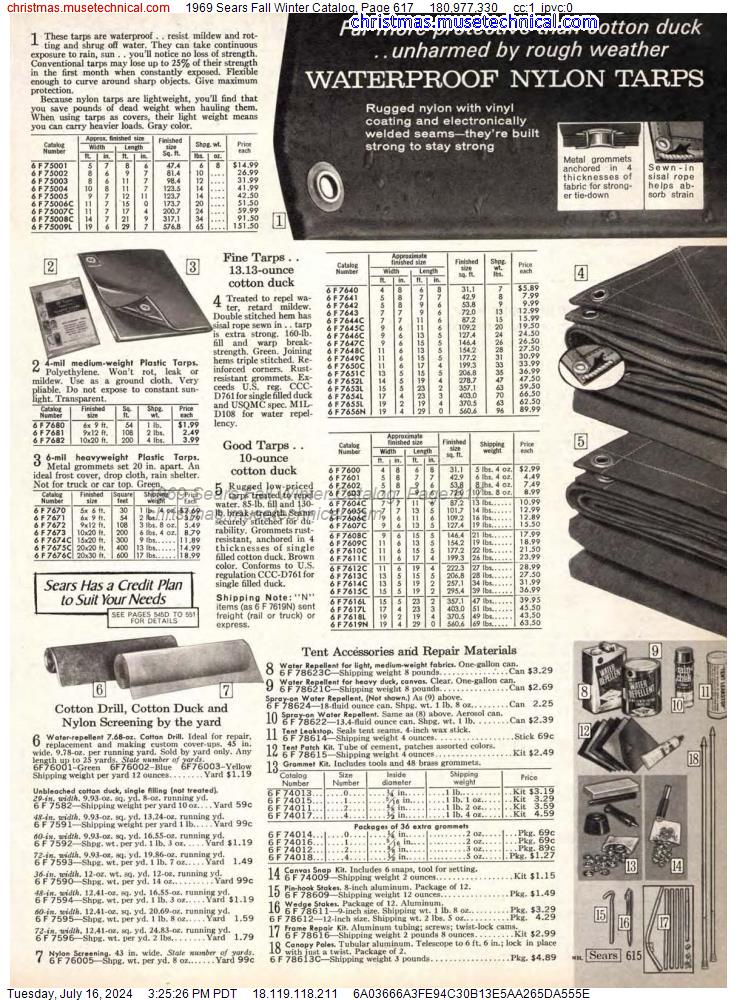 1969 Sears Fall Winter Catalog, Page 617