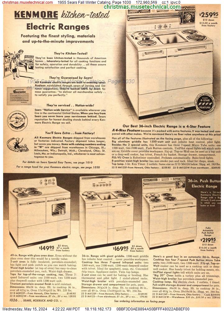 1955 Sears Fall Winter Catalog, Page 1030