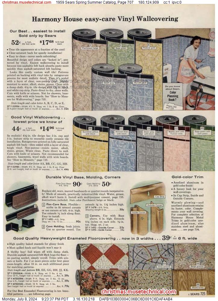 1959 Sears Spring Summer Catalog, Page 707