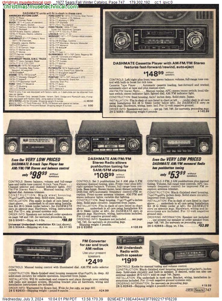 1977 Sears Fall Winter Catalog, Page 747