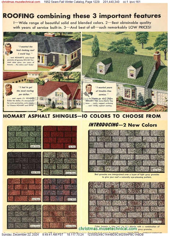 1952 Sears Fall Winter Catalog, Page 1229