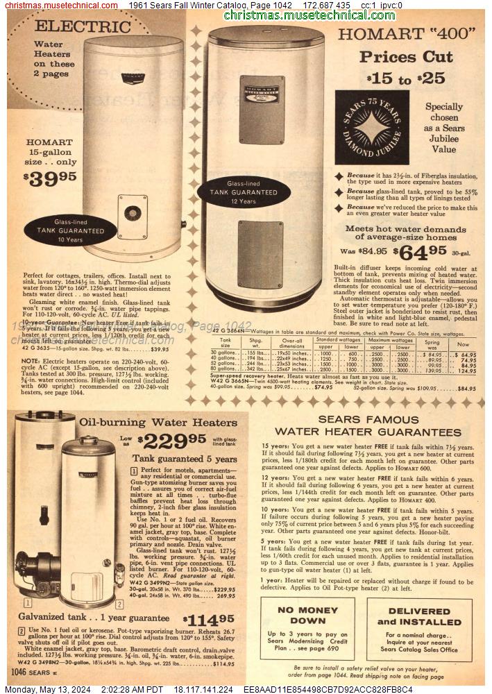 1961 Sears Fall Winter Catalog, Page 1042