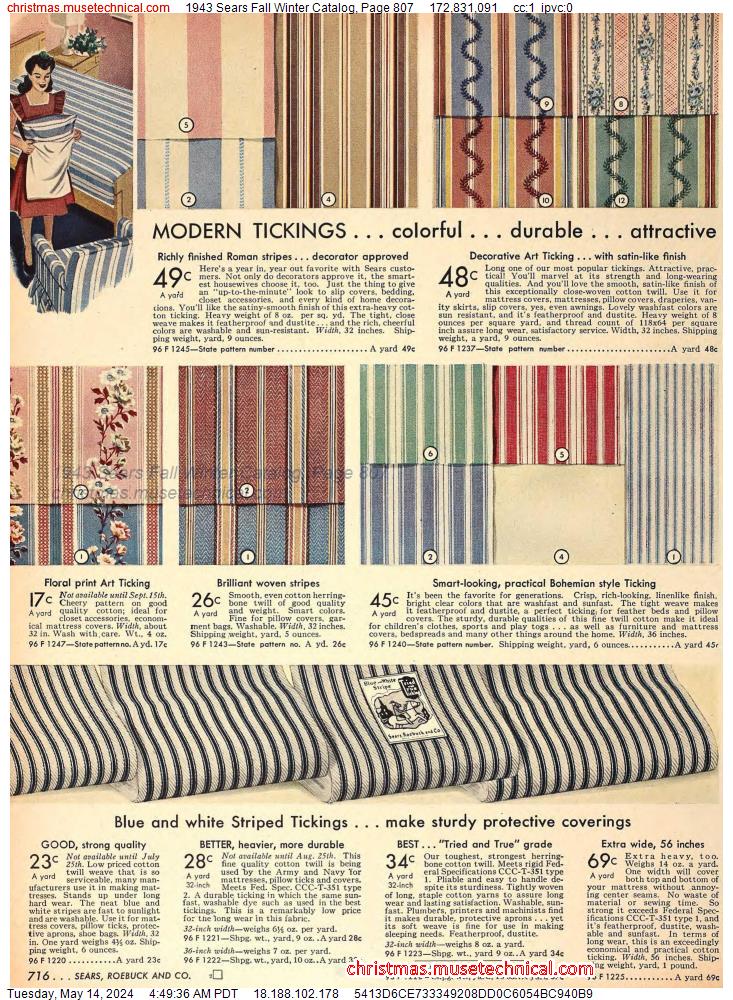 1943 Sears Fall Winter Catalog, Page 807