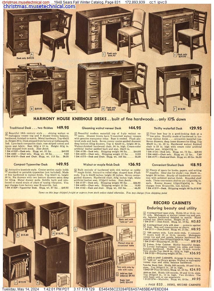 1948 Sears Fall Winter Catalog, Page 831