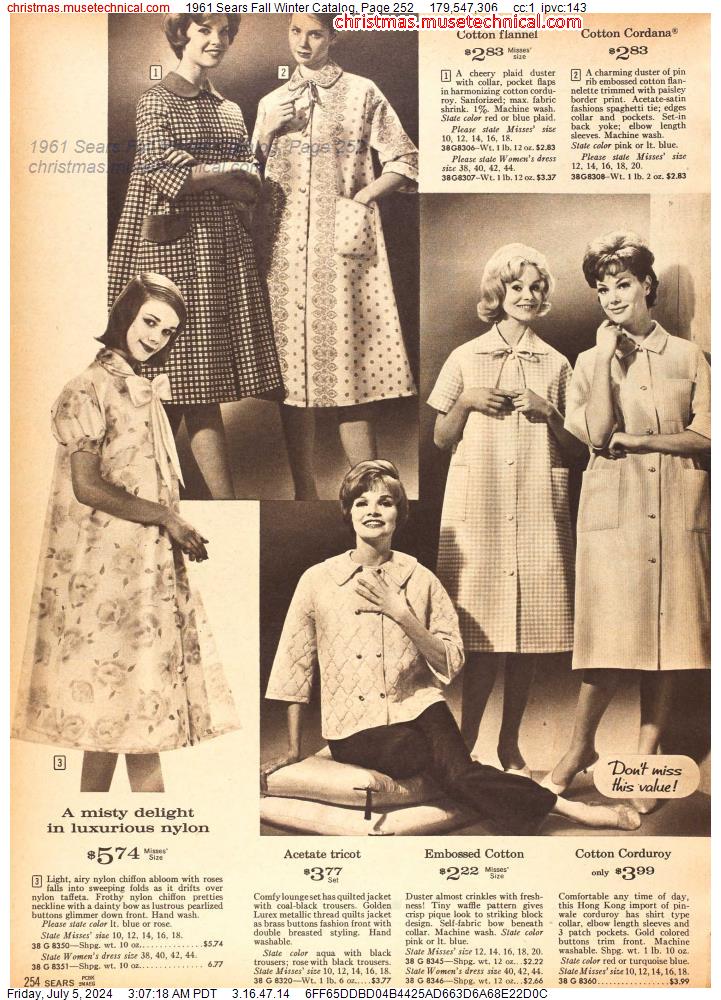 1961 Sears Fall Winter Catalog, Page 252