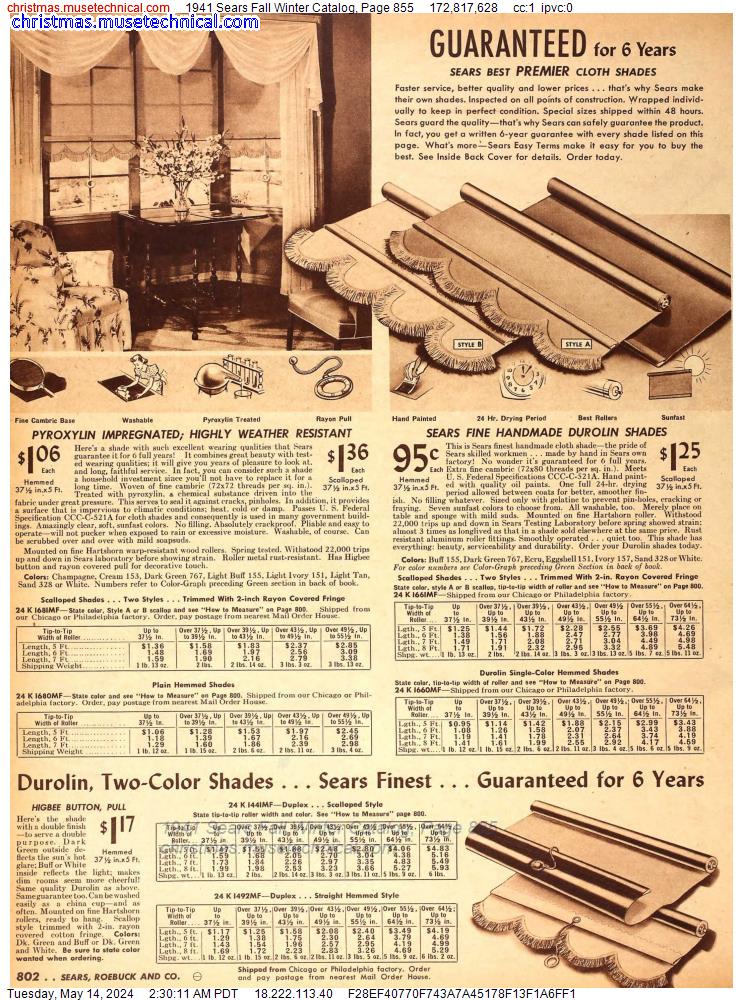1941 Sears Fall Winter Catalog, Page 855