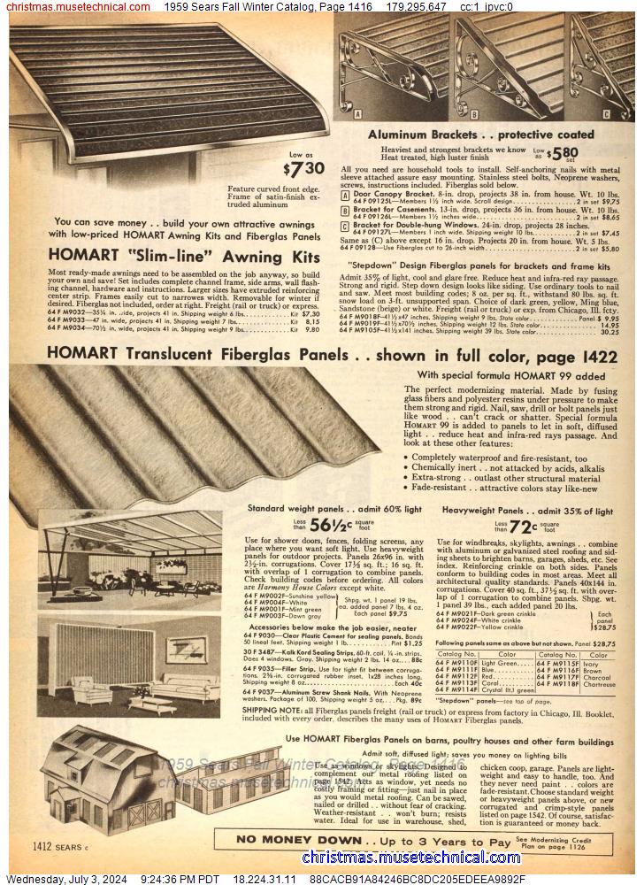 1959 Sears Fall Winter Catalog, Page 1416
