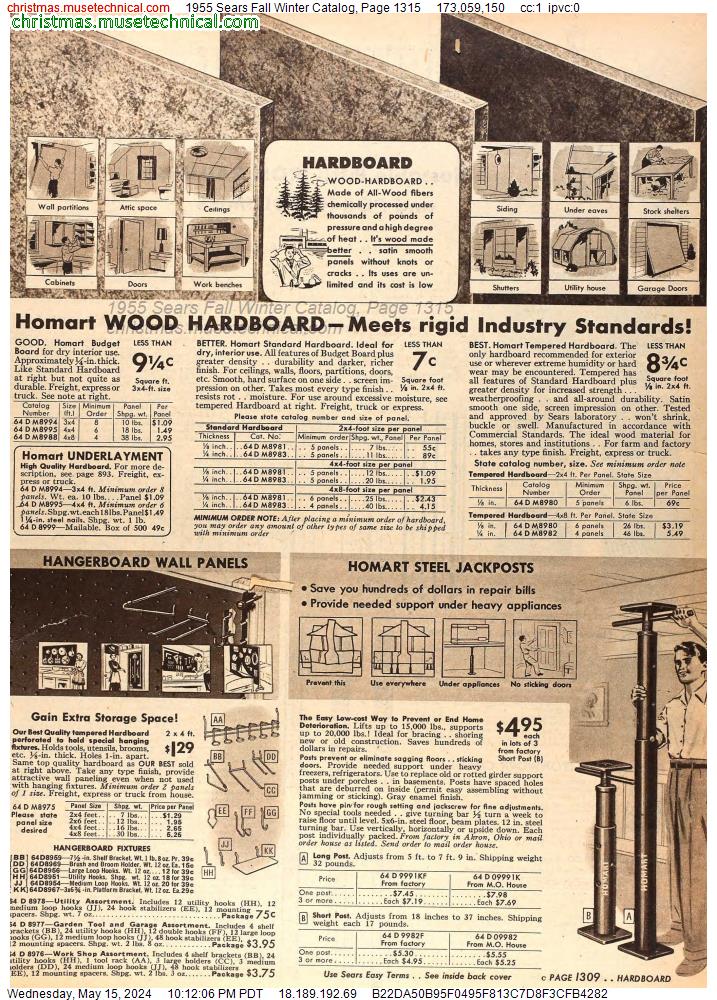 1955 Sears Fall Winter Catalog, Page 1315