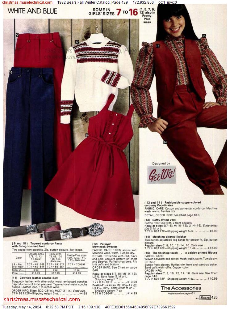 1982 Sears Fall Winter Catalog, Page 439