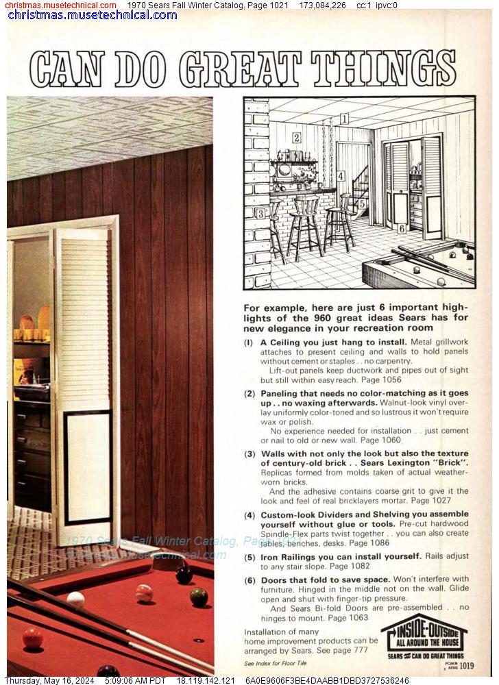 1970 Sears Fall Winter Catalog, Page 1021
