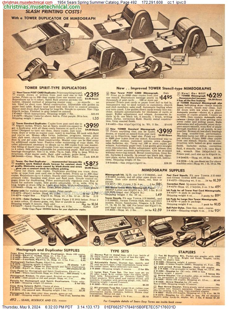 1954 Sears Spring Summer Catalog, Page 492