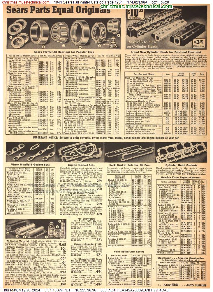 1941 Sears Fall Winter Catalog, Page 1204