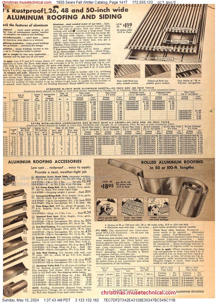 1955 Sears Fall Winter Catalog, Page 1417