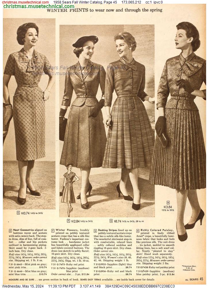 1958 Sears Fall Winter Catalog, Page 45