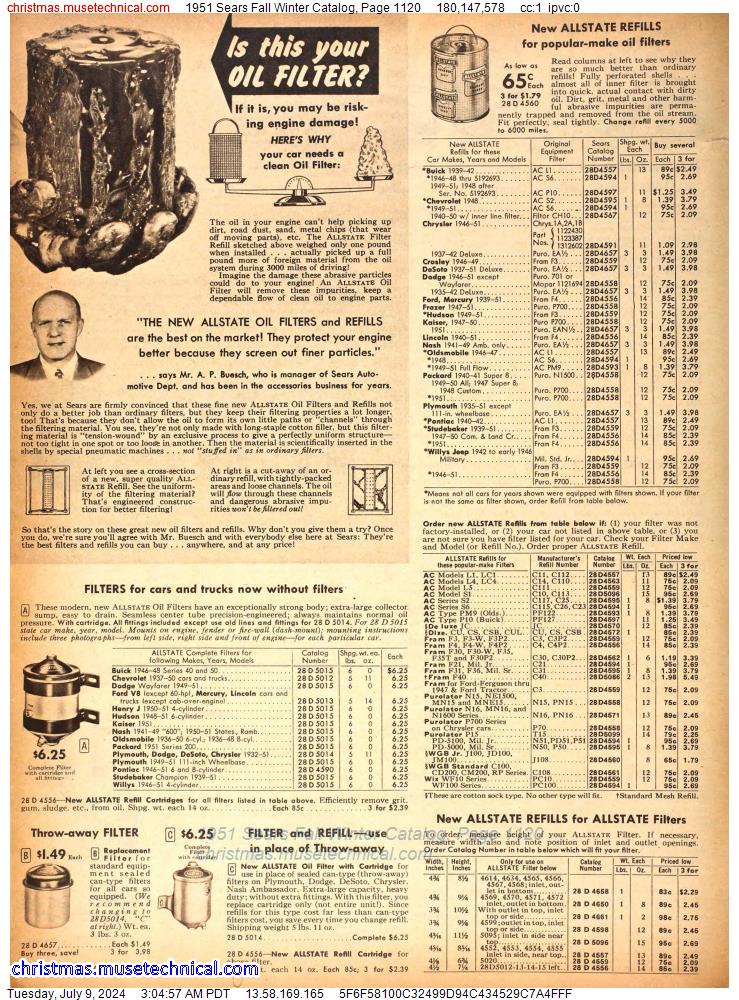 1951 Sears Fall Winter Catalog, Page 1120