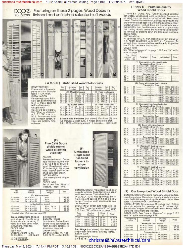 1982 Sears Fall Winter Catalog, Page 1100