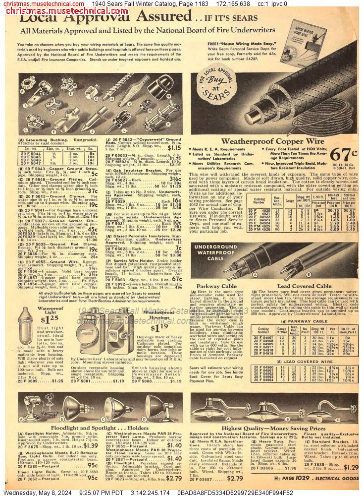 1940 Sears Fall Winter Catalog, Page 1183