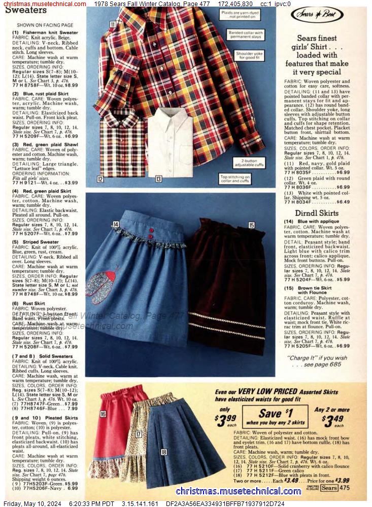 1978 Sears Fall Winter Catalog, Page 477
