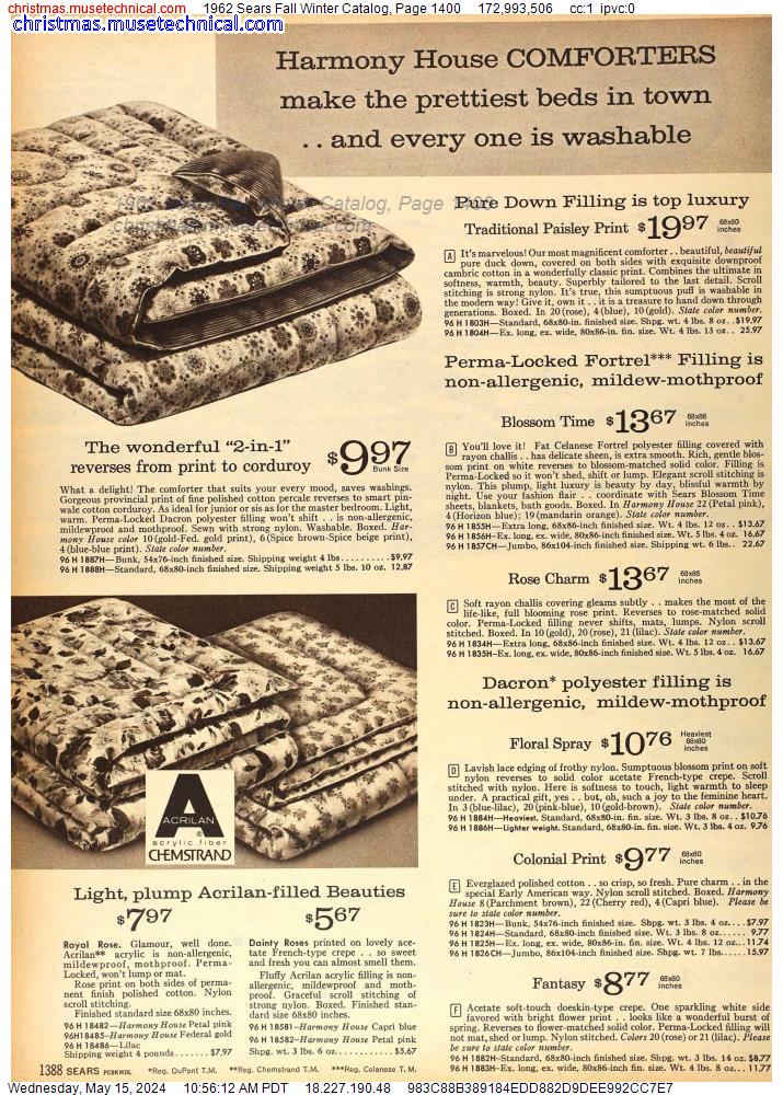 1962 Sears Fall Winter Catalog, Page 1400