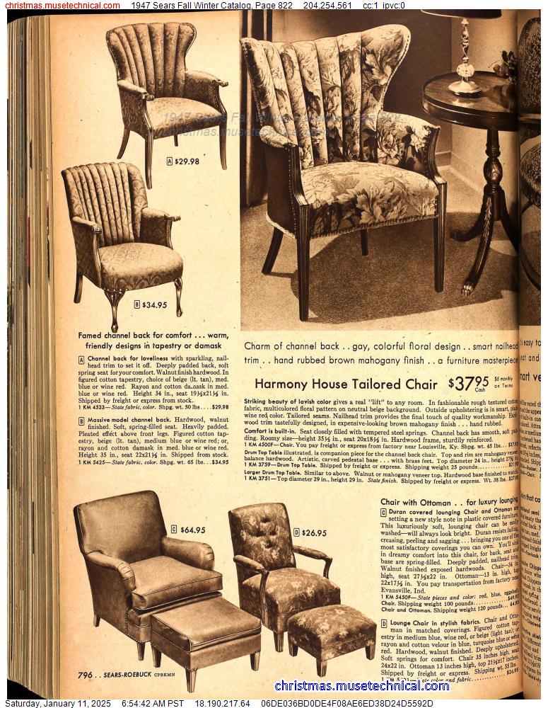 1947 Sears Fall Winter Catalog, Page 822