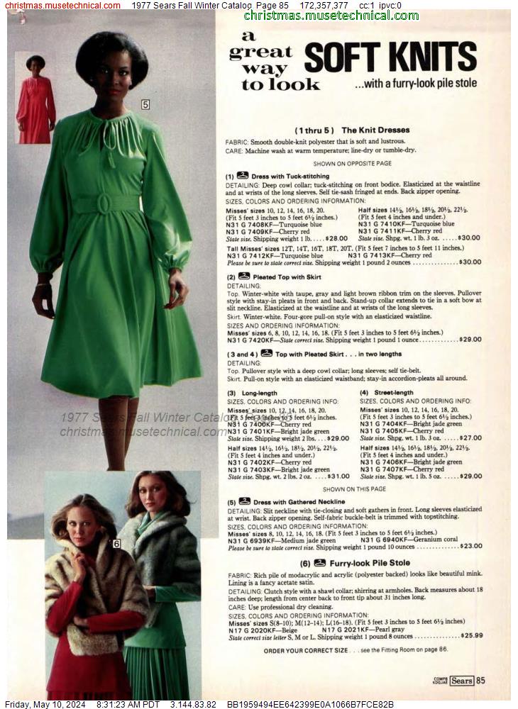 1977 Sears Fall Winter Catalog, Page 85
