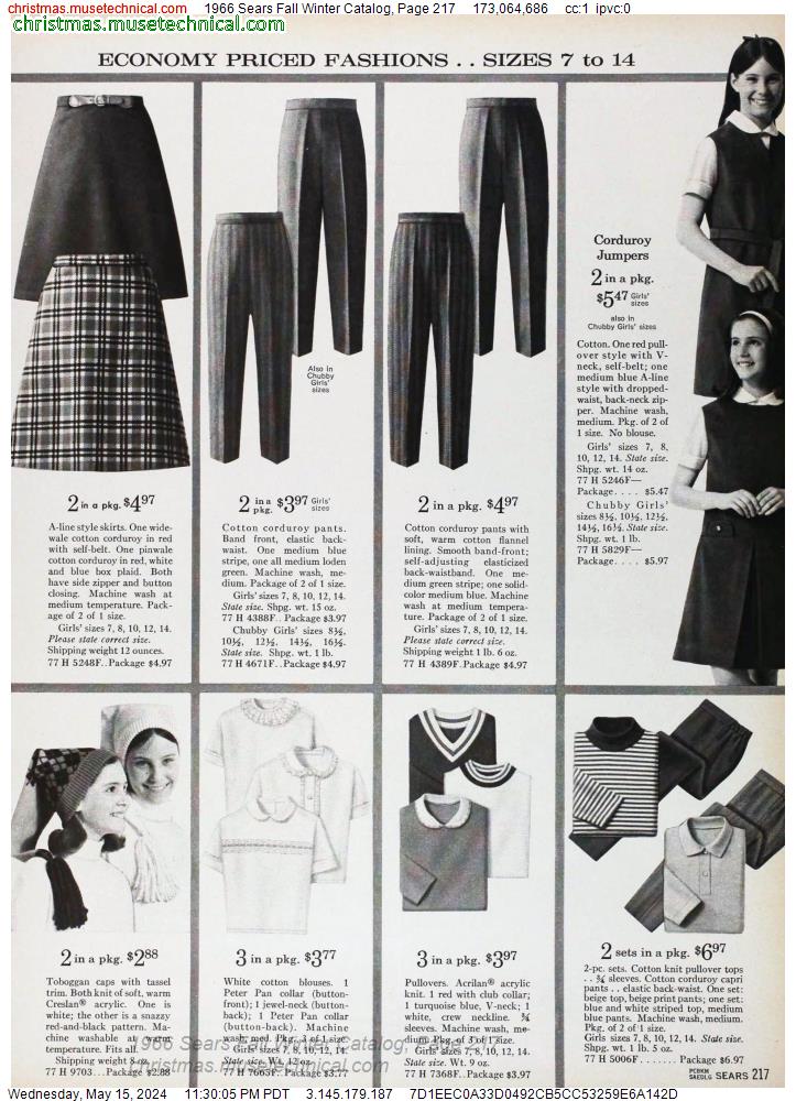 1966 Sears Fall Winter Catalog, Page 217