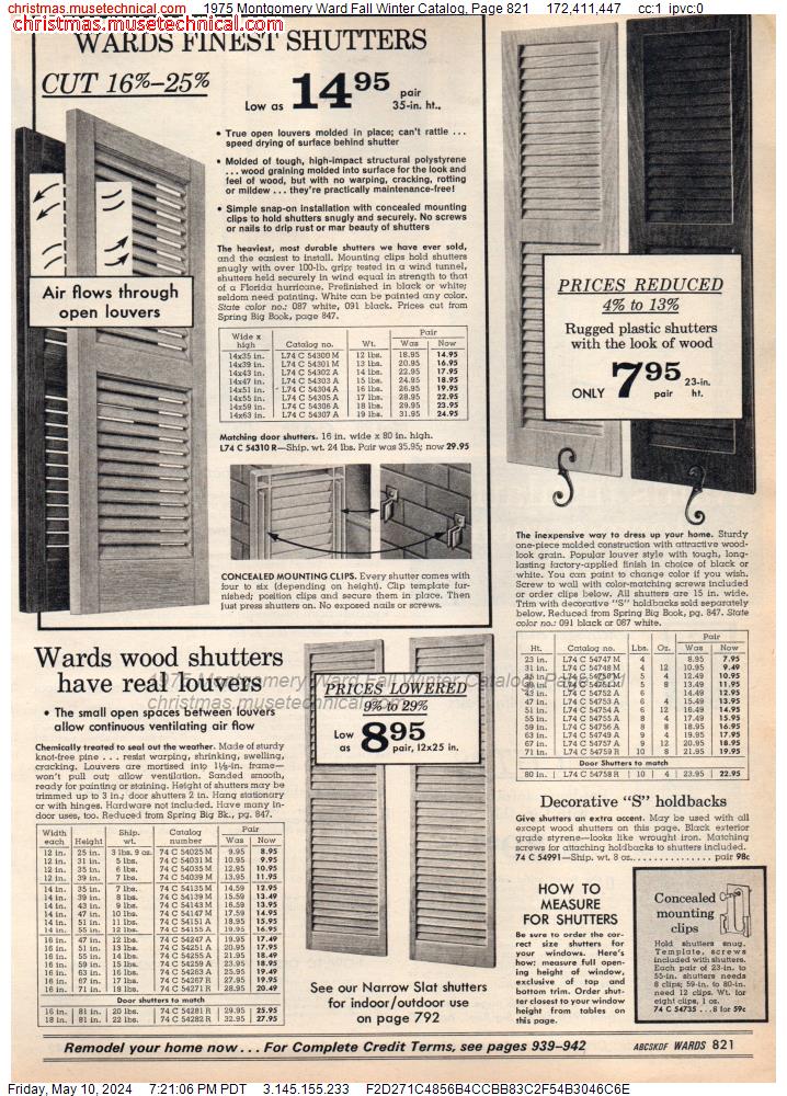 1975 Montgomery Ward Fall Winter Catalog, Page 821