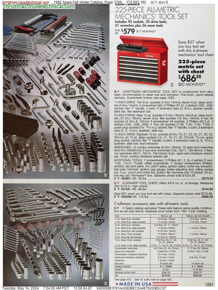 1992 Sears Fall Winter Catalog, Page 1259