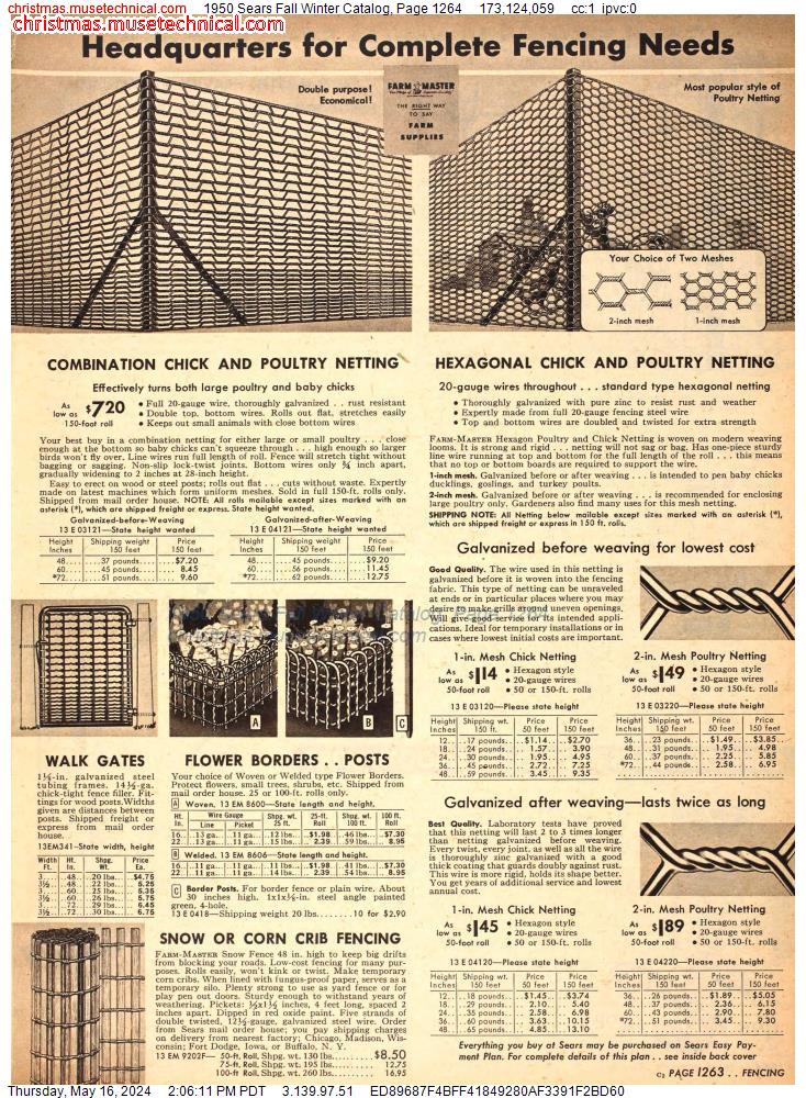 1950 Sears Fall Winter Catalog, Page 1264