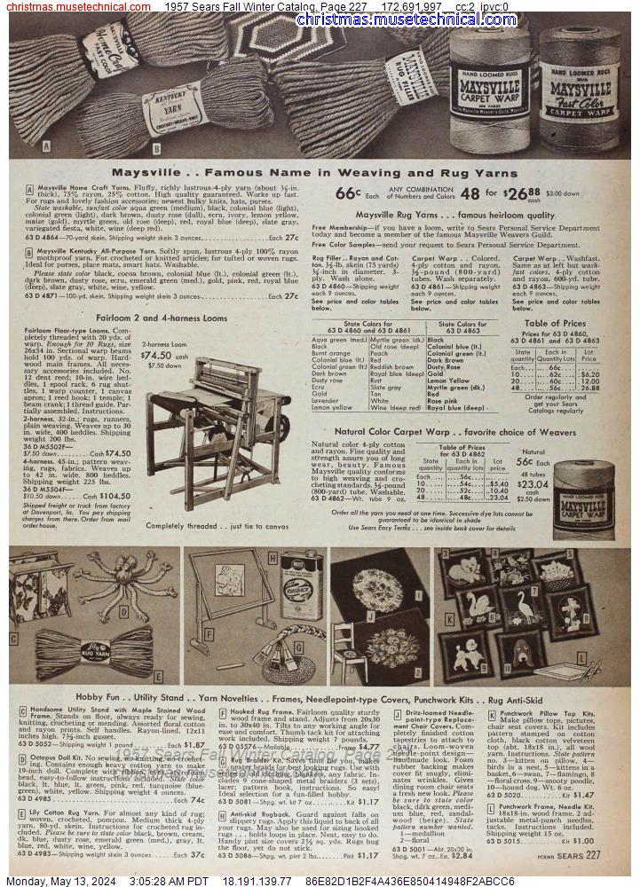 1957 Sears Fall Winter Catalog, Page 227