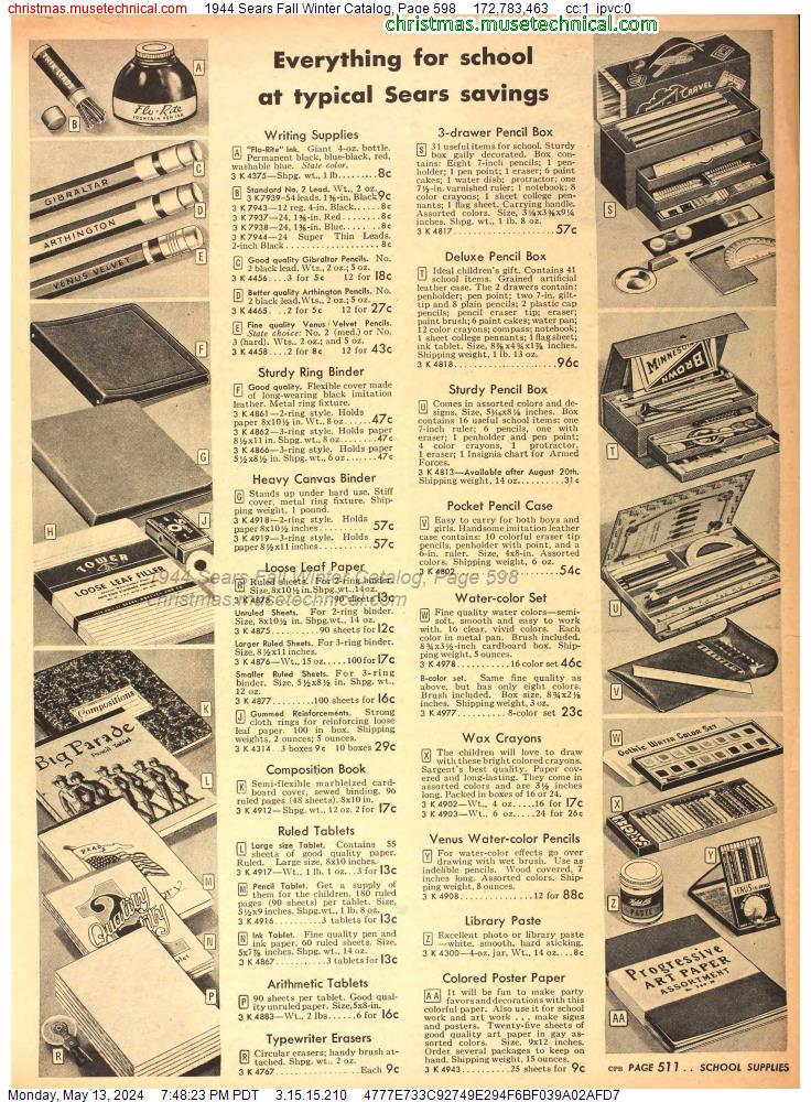1944 Sears Fall Winter Catalog, Page 598