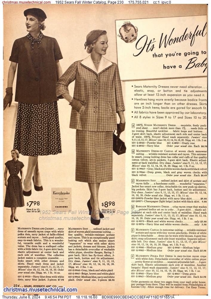 1952 Sears Fall Winter Catalog, Page 230