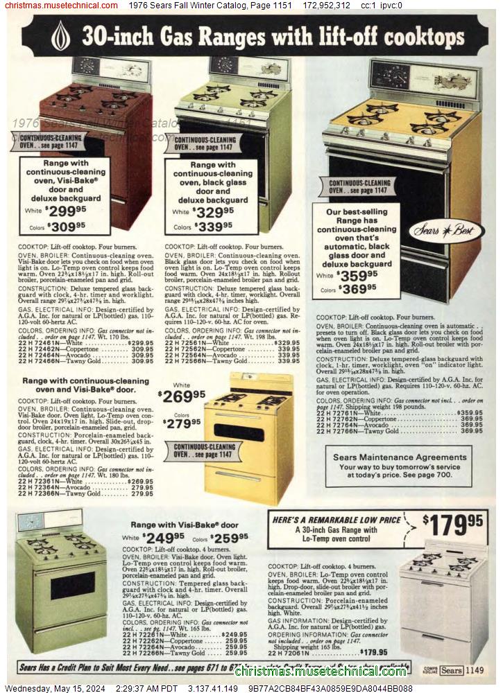 1976 Sears Fall Winter Catalog, Page 1151