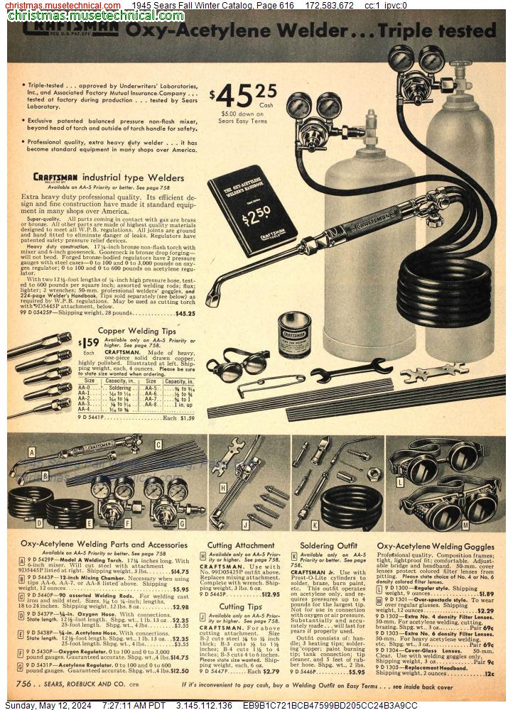 1945 Sears Fall Winter Catalog, Page 616