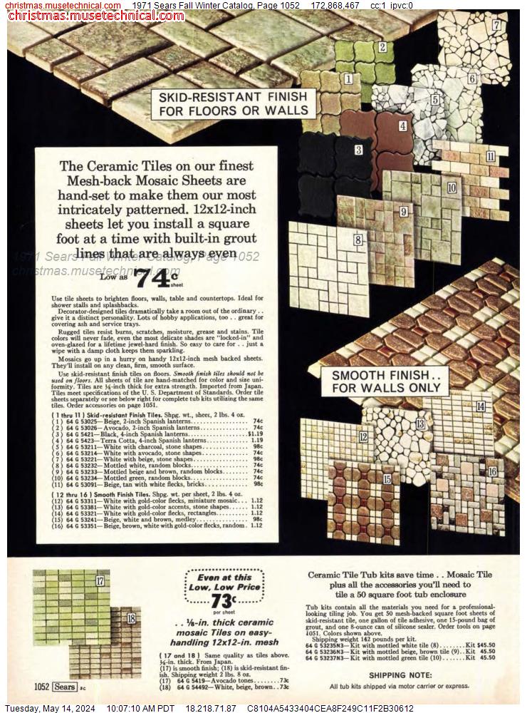 1971 Sears Fall Winter Catalog, Page 1052