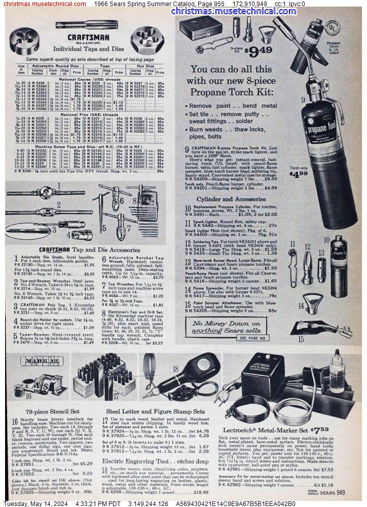 1966 Sears Spring Summer Catalog, Page 955