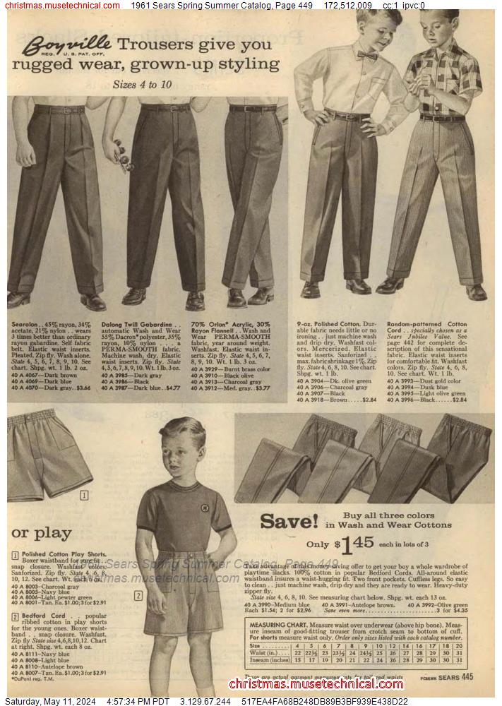 1961 Sears Spring Summer Catalog, Page 449