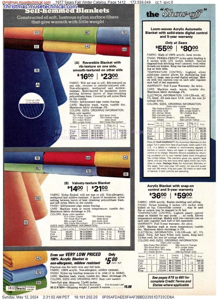 1977 Sears Fall Winter Catalog, Page 1412