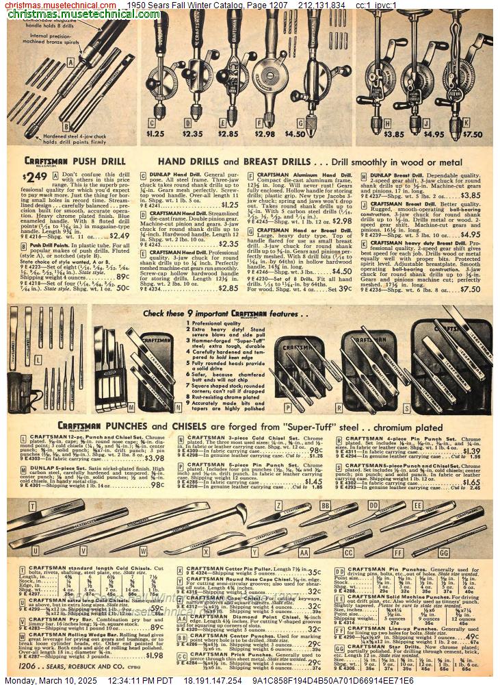 1950 Sears Fall Winter Catalog, Page 1207